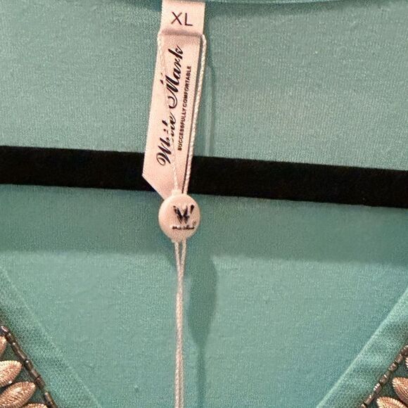 White Mark Womens V Neck Short Sleeve Tunic Top mint Women's Top - Picture 9 of 14